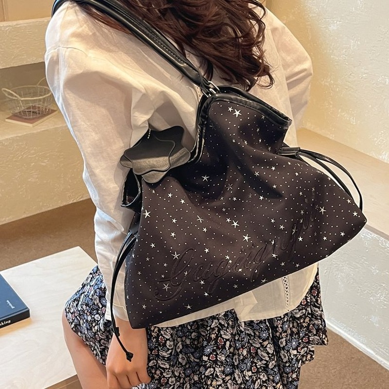 Structured Handbag Work - 女性用スターパターンショルダートートバッグ大容量カジュアルホーボーハンドバッグ毎日の仕事旅行週末使用に最適