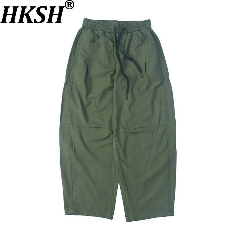 Tailored Trouser Wide - HKSH 春の新作メンズタイド 3D テーリング和風ウォッシュサファリスタイルカーゴパンツカジュアルワイドレッグドローストリングパンツ HK21976