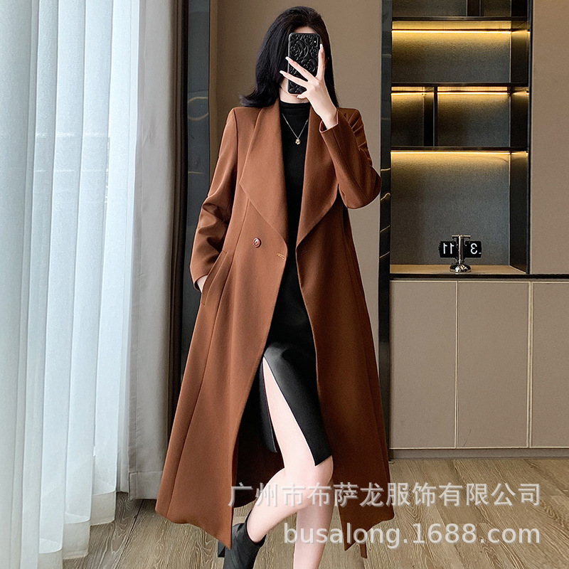 Women'S Formal Wear Pants Suit - 2025年秋冬新作レディース トレンチコート、ヨーロッパスタイル、人気ハイエンドファッション、エレガントなミドル丈コート、フォーマルウェア
