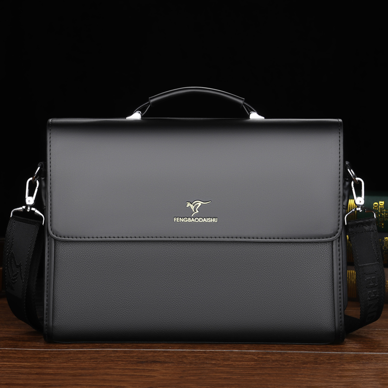 Structured Handbag Work - 35 × 7 × 26 センチメートル革高級ブリーフケース男性デザイナーワークビジネストートボルサスブラックハンドバッグ