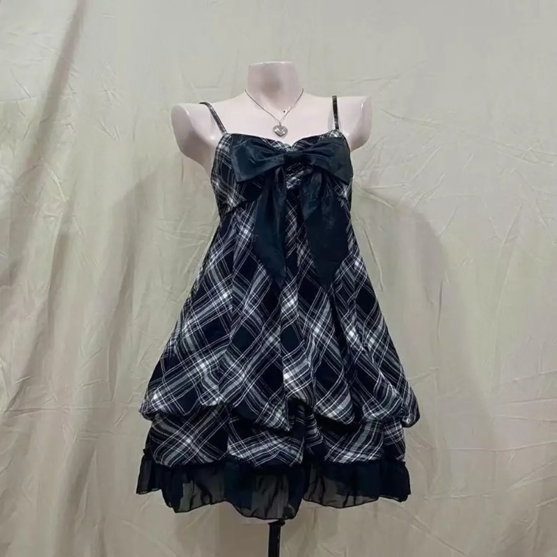 Shift Dress Sleeveless - かわいい日本ロリータツーピースセット女性ヴィンテージノースリーブストリップドレススーツ Y2K プレッピーカジュアルスカートデイリーファッション