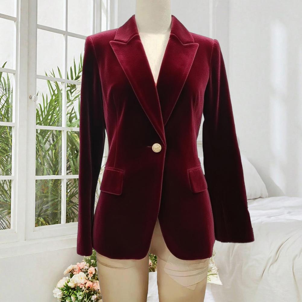 Women Formal Wear Office - ベルベット大サイズ女性プロムピークドラペルレディオフィスタキシード結婚式のゲスト着用スリムフィットイブニングフォーマルブレザーアウター