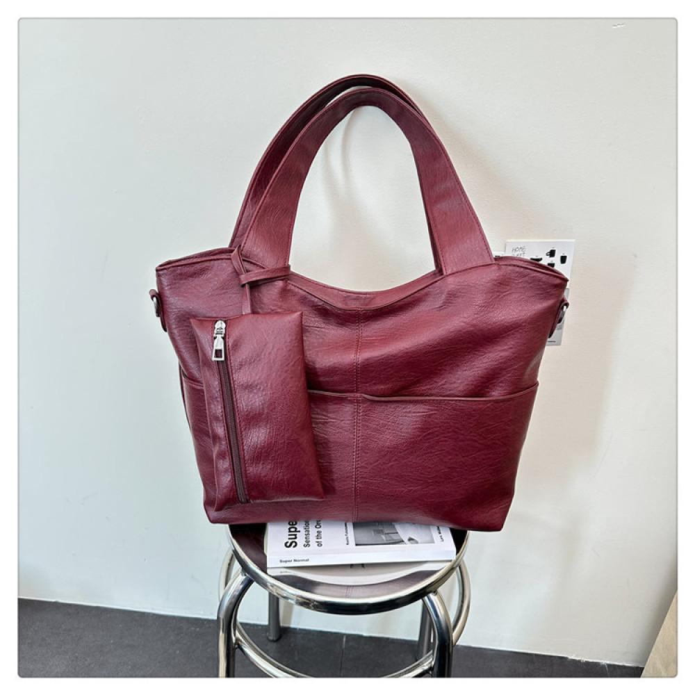 Structured Handbag Work - ソフトな合成皮革トートバッグ 大容量 レディース ショルダーハンドバッグ 通勤用 クロスボディ