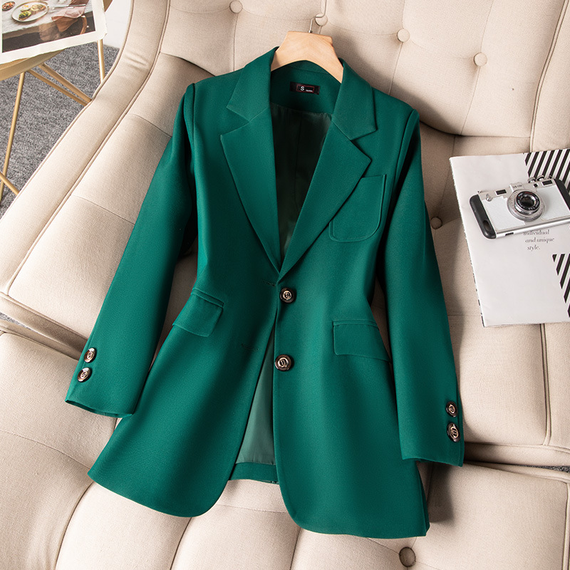 Women Formal Wear Office - 女性用長袖シングルブレストジャケット,フォーマルコート,青,黒,緑,オフィスウェア,作業服,アウター