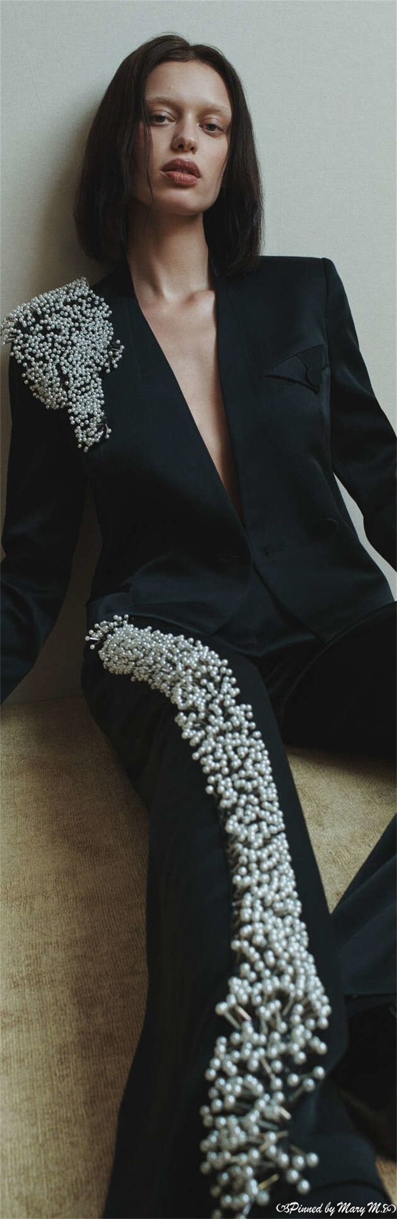 黒人女性のオフィススーツセット真珠 2 個ブレザー + パン - Women Formal Wear Designers のレビューと価格
