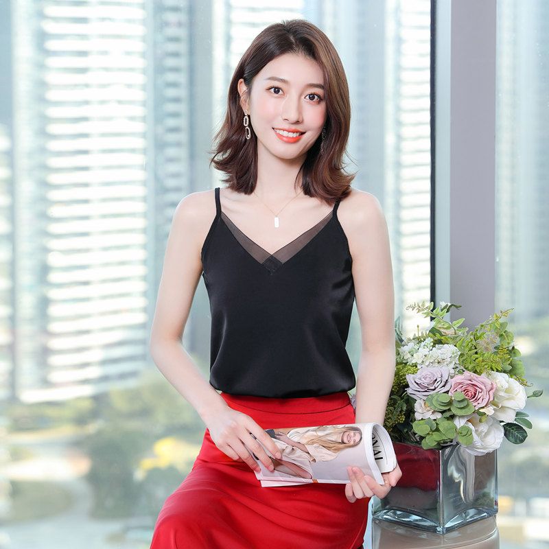 新しいスタイルのアイスシルクキャミソールブレザー、女性用、春 - Women Formal Office Wear Tops のレビューと価格