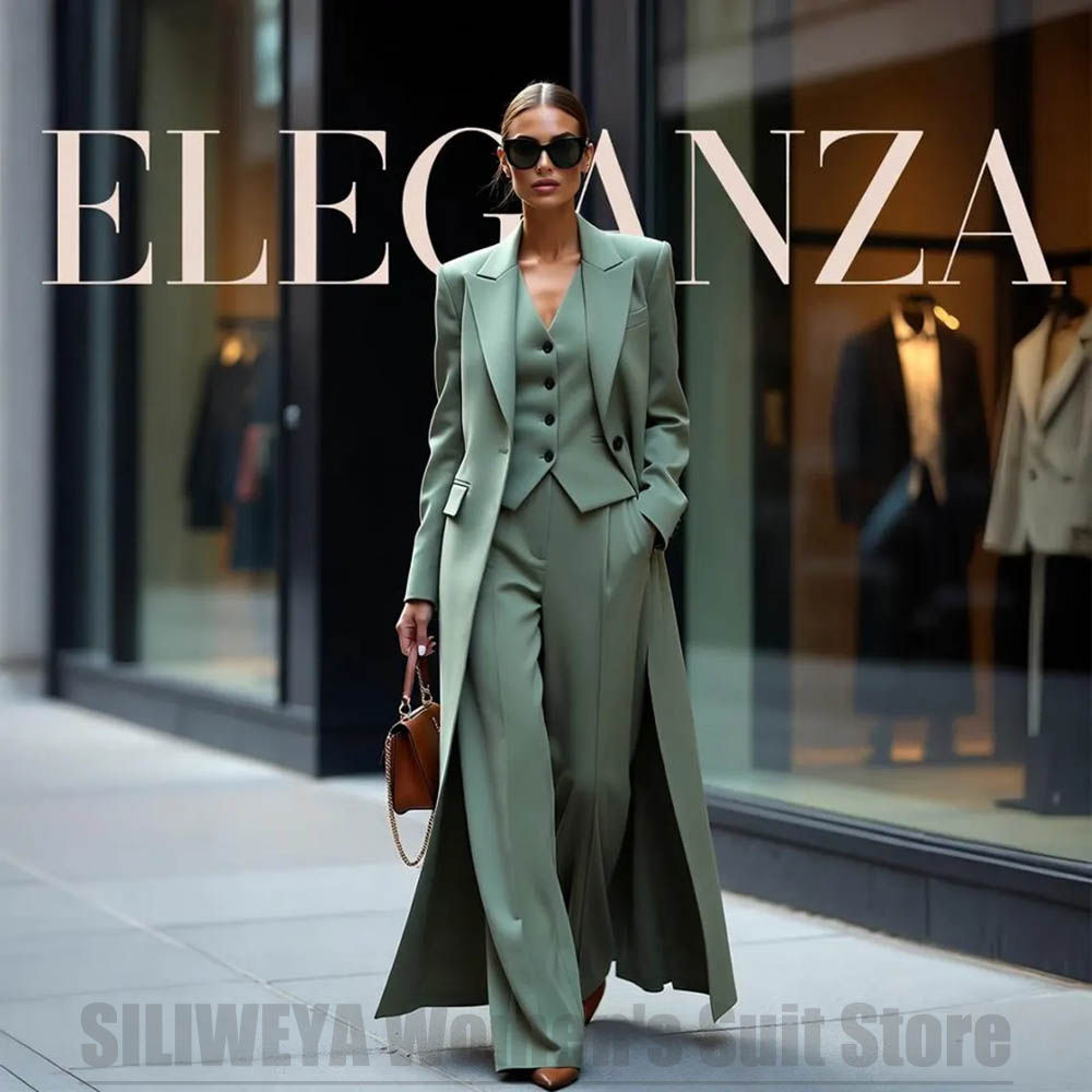 シックなレディーススーツ3点セット、ピークドラペル、ワンボタ - Women'S Formal Wear Pants Suit のレビューと価格