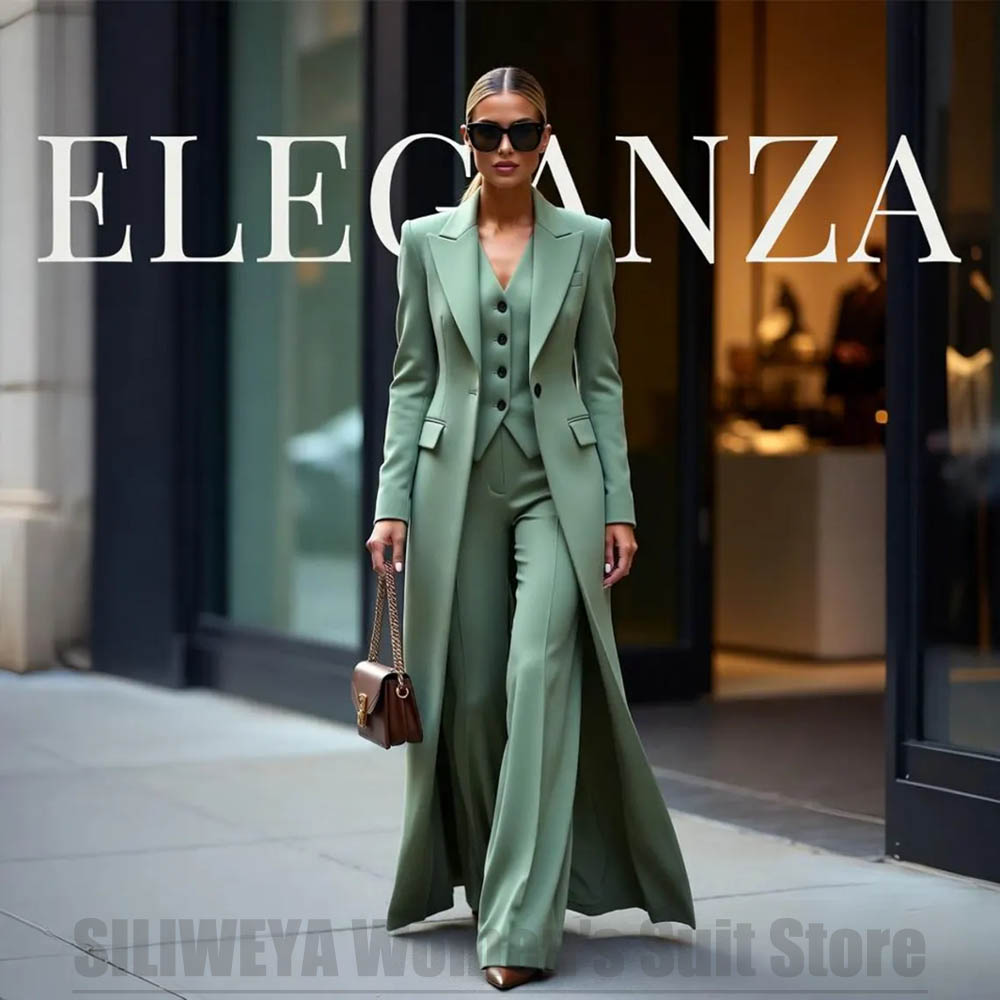 シックなレディーススーツ3点セット、ピークドラペル、ワンボタ - Women'S Formal Wear Pants Suit のレビューと価格