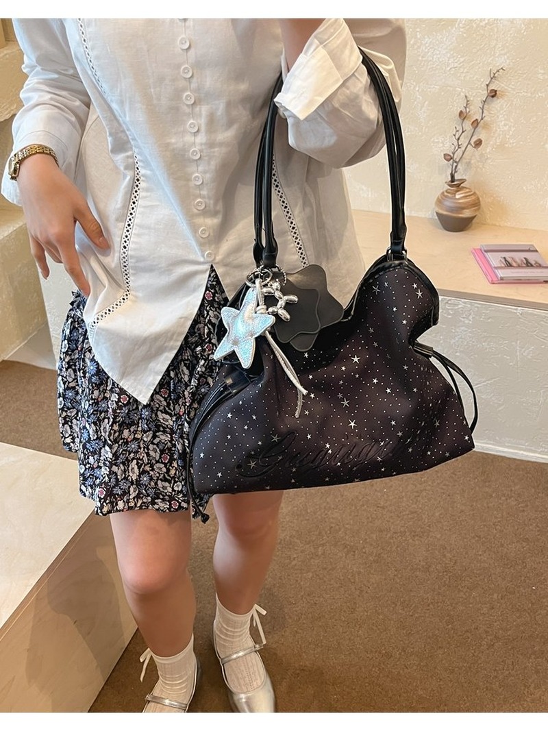 女性用スターパターンショルダートートバッグ大容量カジュアルホ - Structured Handbag Work のレビューと価格