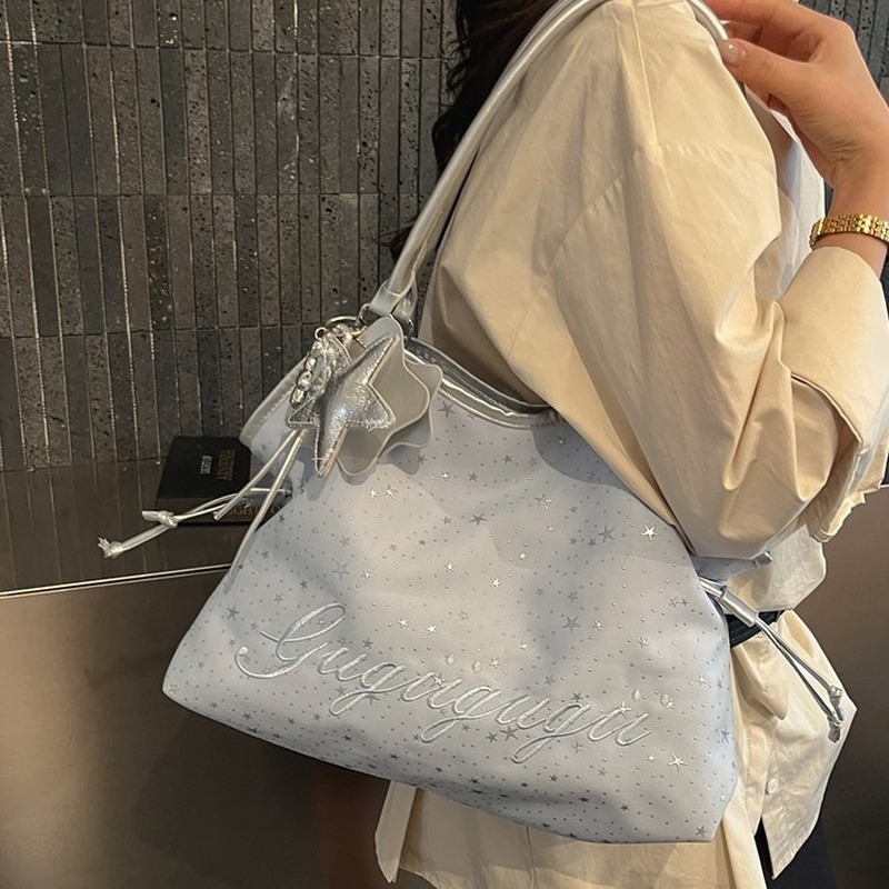 女性用スターパターンショルダートートバッグ大容量カジュアルホ - Structured Handbag Work のレビューと価格