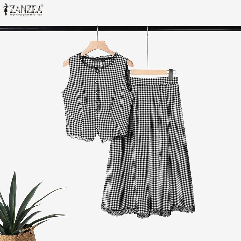 エレガントな女性 2 ピースセット ZANZEA 夏ノースリ - Shift Dress Sleeveless のレビューと価格