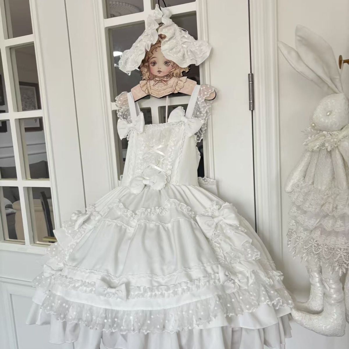 スイートロリータドレス クリームホワイト フリルレース プリ - Victorian Women'S Formal Wear のレビューと価格