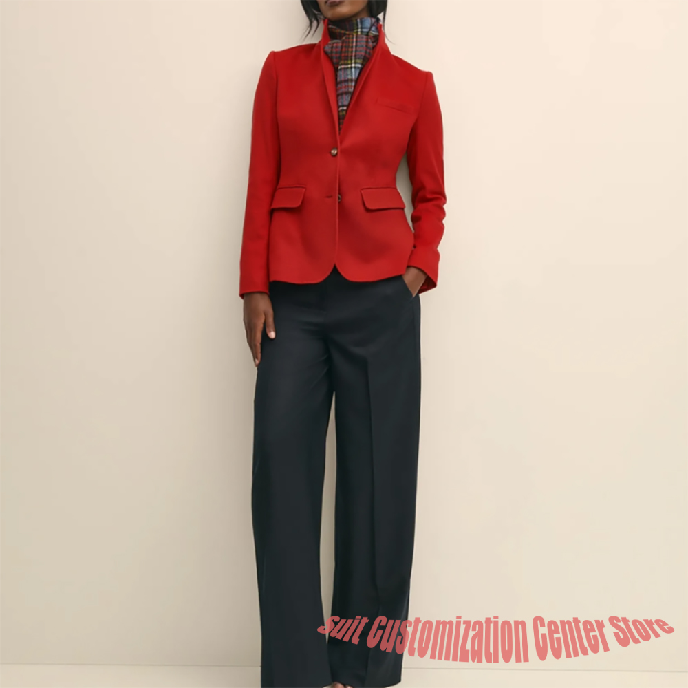 レディース ネイビー ウール服 シングルブレスト ツーピース - Women'S Formal Wear Pants Suit のレビューと価格