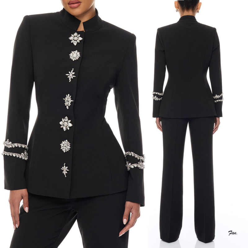 デザイナークリスタル女性パンツスーツセレブイブニングパーティ - Women Formal Wear Designers のレビューと価格
