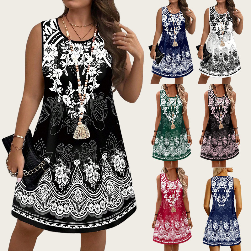 エスニックスタイルヴィンテージドレス 2026 夏の女性のド - Shift Dress Sleeveless のレビューと価格