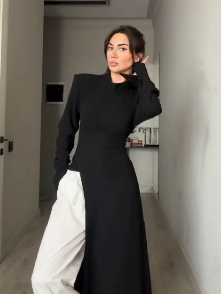 レディース エレガント ハイネック 長袖 マキシ丈ワンピース - Women Formal Wear Office のレビューと価格
