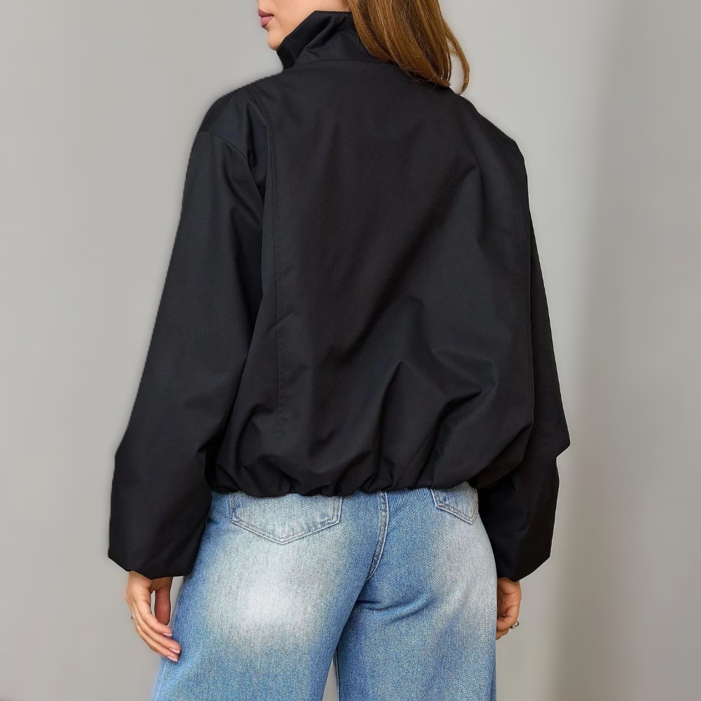 レディースカジュアルスタンドカラージャケット、ドロップショル - Women Formal Wear Office のレビューと価格