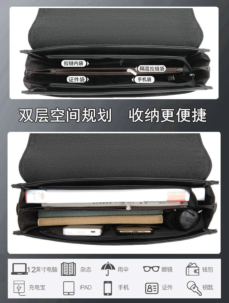 35 × 7 × 26 センチメートル革高級ブリーフケース男 - Structured Handbag Work のレビューと価格