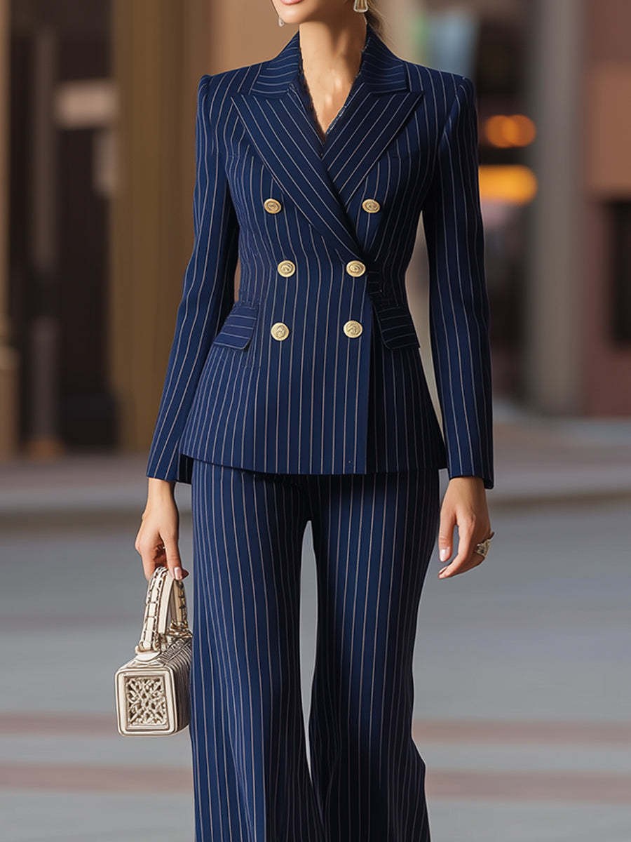 エレガントなレディーススーツセット ネイビーブルーパンツ ワ - Tailored Trouser Wide のレビューと価格