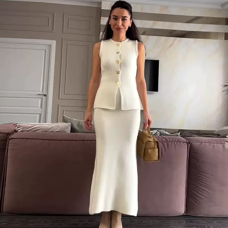 ラウンドネックシングルブレストノースリーブボディコントップと - Women Formal Office Wear Tops のレビューと価格