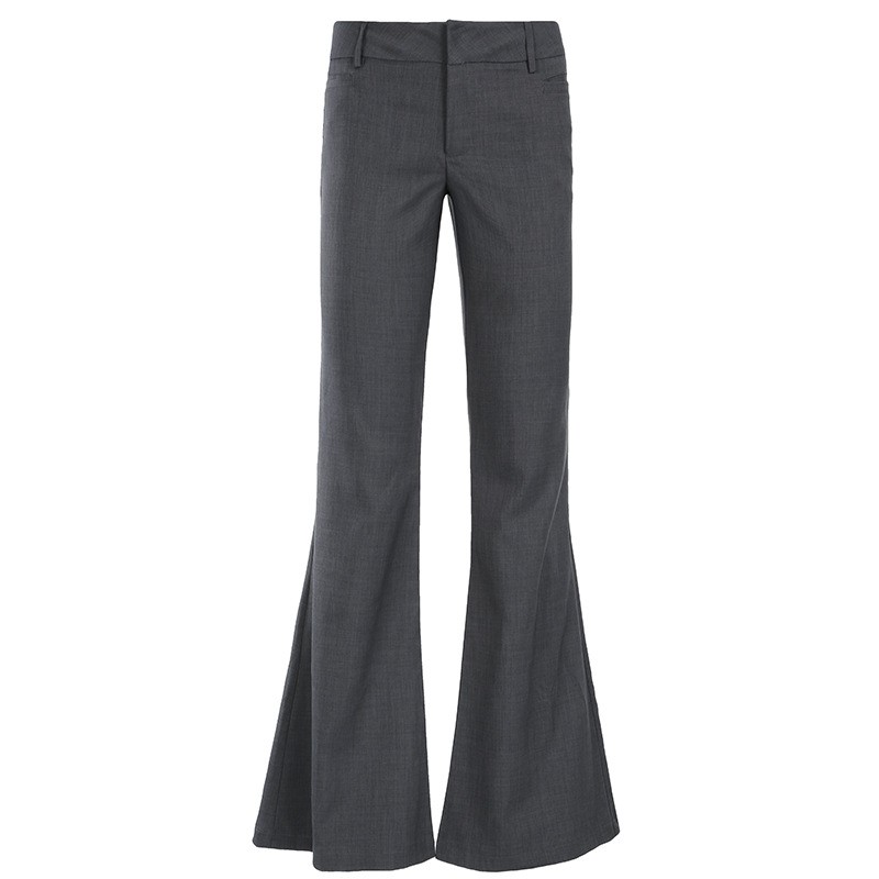 グレーのフルレングスパンツ、マイクロフレアワイドレッグ、フロ - Tailored Trouser Wide のレビューと価格