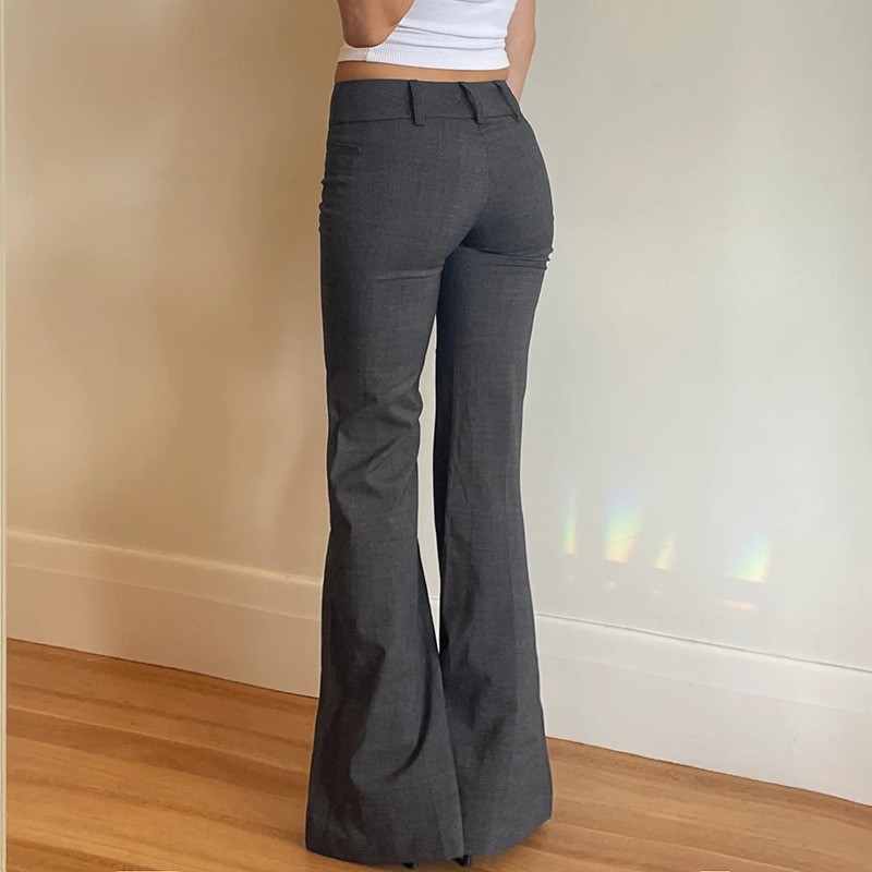 グレーのフルレングスパンツ、マイクロフレアワイドレッグ、フロ - Tailored Trouser Wide のレビューと価格
