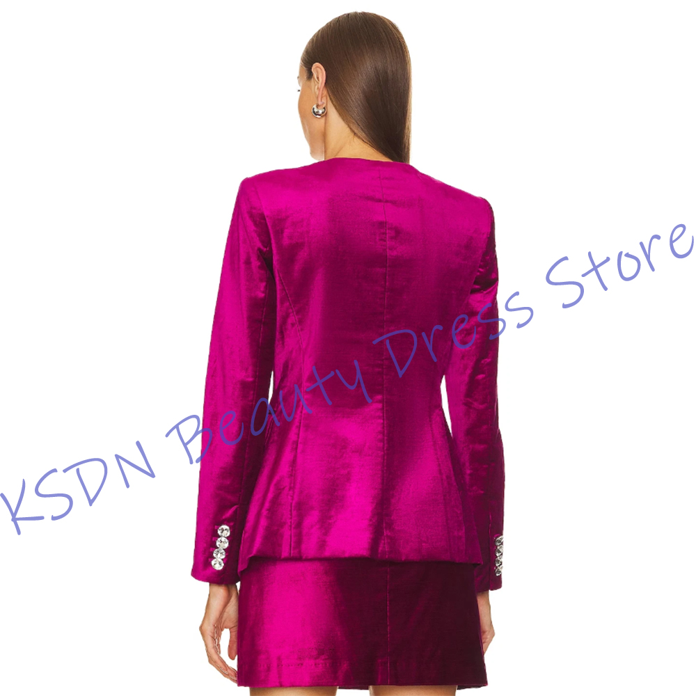 シックな女性用シングルブレストスーツ ホットピンクサテン ツ - Women'S Formal Wear Pants Suit のレビューと価格