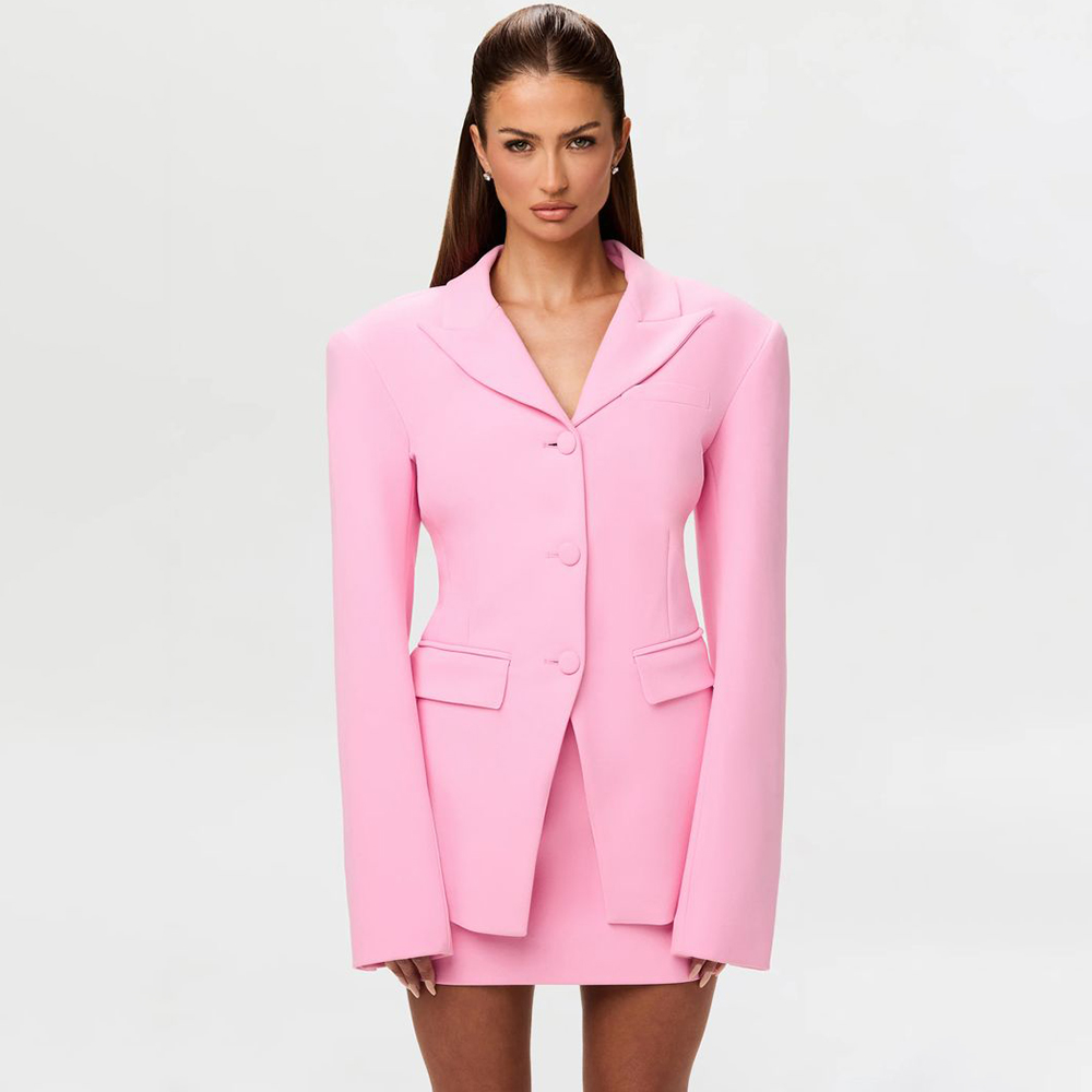 活気のあるピンクの女性用 2 ピース スーツ セット ピーク - Women'S Formal Wear Pants Suit のレビューと価格