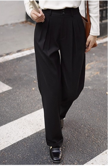 ハイウエストウール風パンツ レディース 厚手 暖かい ワイド - Tailored Trouser Wide のレビューと価格