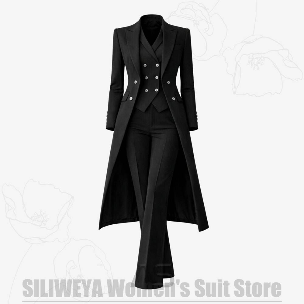 レディーススーツ 3ピース ダブルブレスト ロングコート ベ - Women'S Formal Wear Pants Suit のレビューと価格