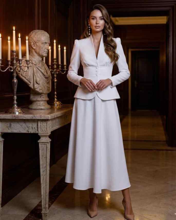 エレガントなツーピース女性スーツセットピークドラペルブレザー - Women Formal Wear Blazer Set のレビューと価格