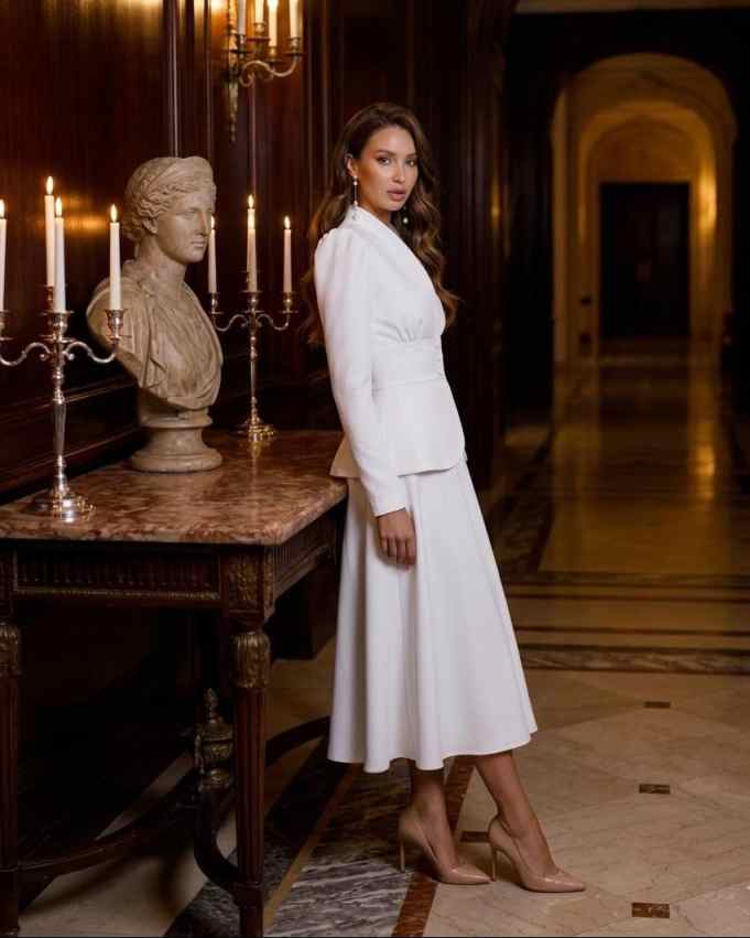 エレガントなツーピース女性スーツセットピークドラペルブレザー - Women Formal Wear Blazer Set のレビューと価格