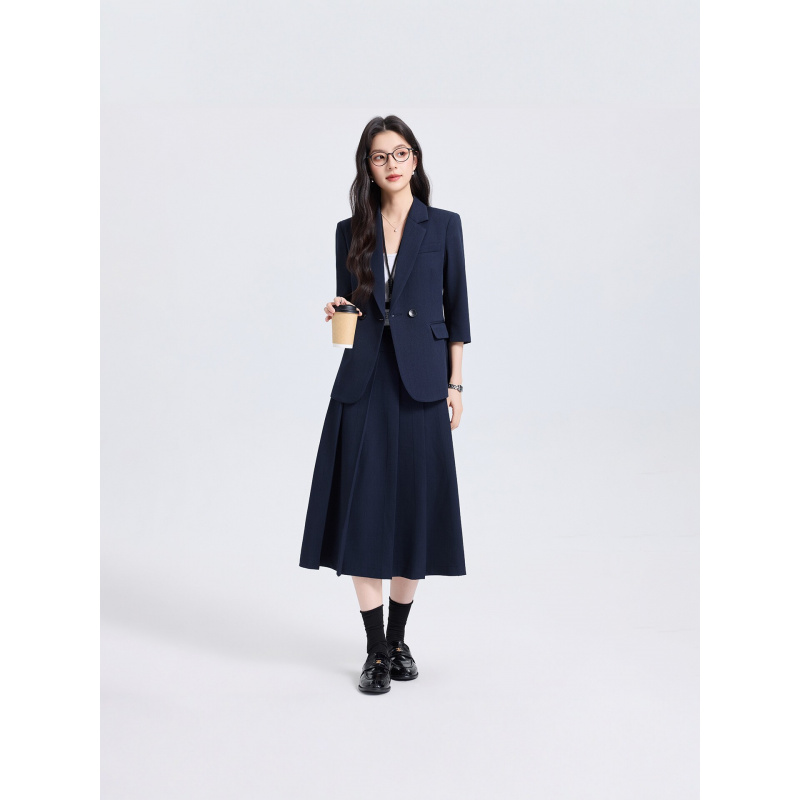 ネイビーブルーの女性用スーツセット、春と秋用、新しいプロフェ - Women'S Formal Wear Pants Suit のレビューと価格