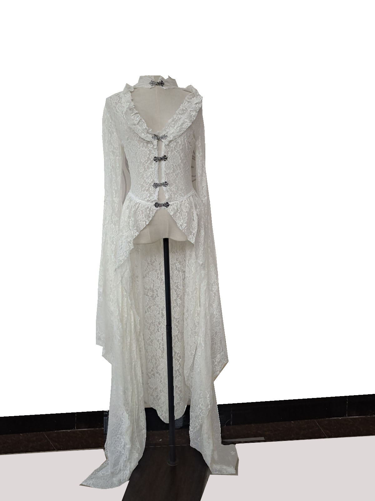 ゴシック女性ホワイトヴィンテージソリッドレースフレアスリーブ - Victorian Women'S Formal Wear のレビューと価格