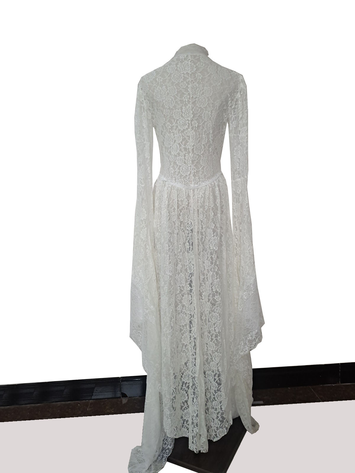 ゴシック女性ホワイトヴィンテージソリッドレースフレアスリーブ - Victorian Women'S Formal Wear のレビューと価格