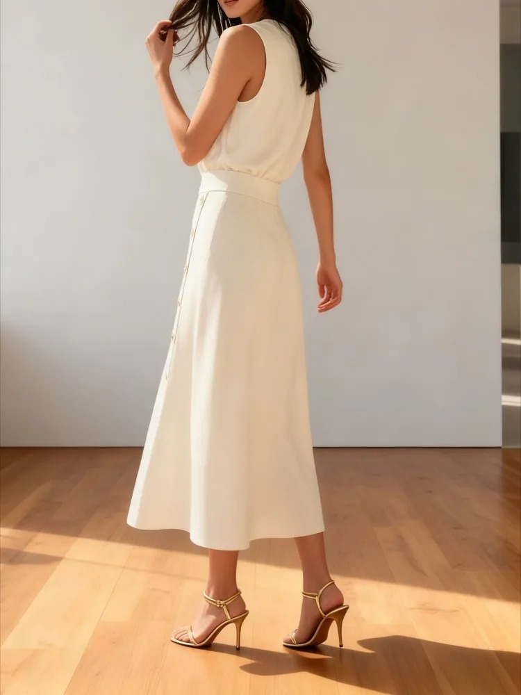 2026年 女性用 ホワイト ハイウエスト ノースリーブ ミ - Women Formal Office Wear Tops のレビューと価格