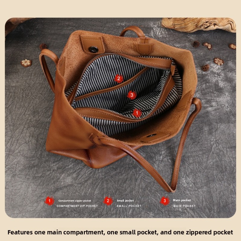 ヴィンテージ風普段使いの女性用ショルダーバッグ 本革 植物タ - Structured Handbag Work のレビューと価格