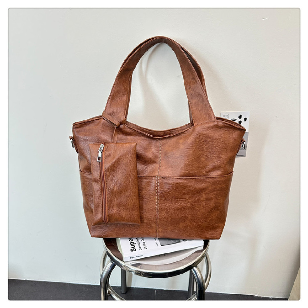 ソフトな合成皮革トートバッグ 大容量 レディース ショルダー - Structured Handbag Work のレビューと価格