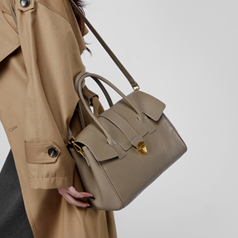 BURMINSA 本革トップハンドルバッグ女性用レトロ構造ワ - Structured Handbag Work のレビューと価格