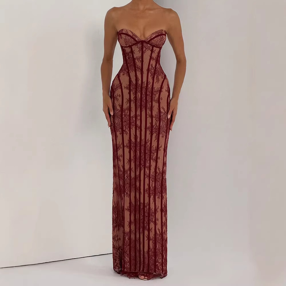 ストラップレスボディコンマキシドレス レディース 2026  - Formal Women'S Wear のレビューと価格