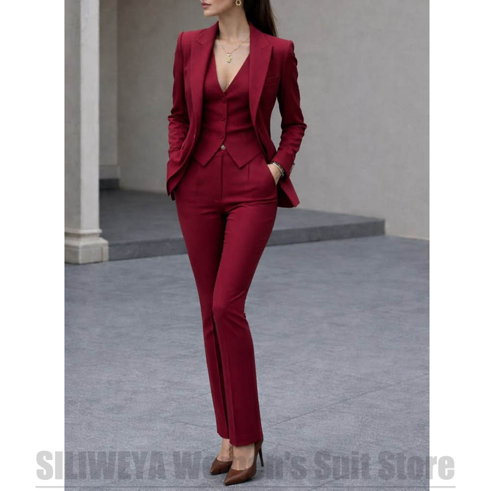 女性 3 ピーススーツセットブレザーベストパンツエレガントフ - Women'S Formal Wear Pants Suit のレビューと価格