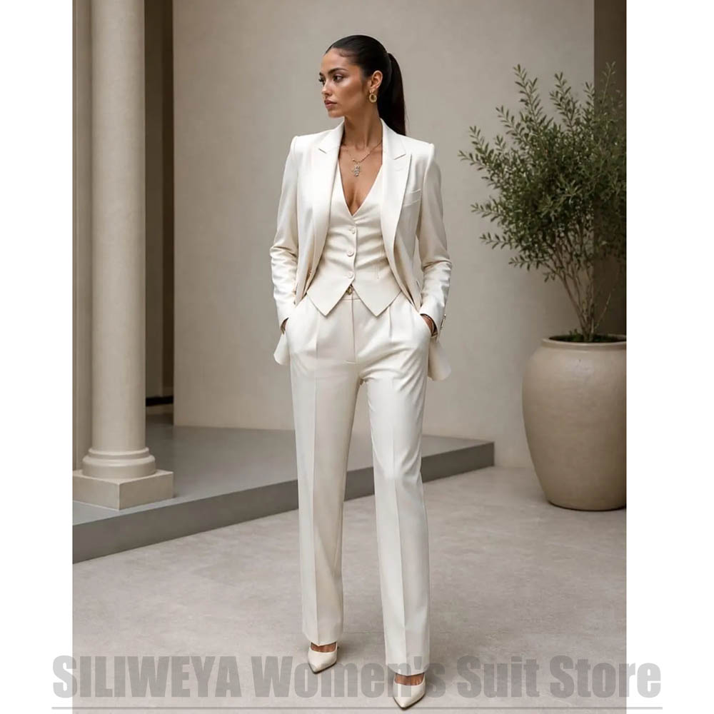 女性 3 ピーススーツセットブレザーベストパンツエレガントフ - Women'S Formal Wear Pants Suit のレビューと価格