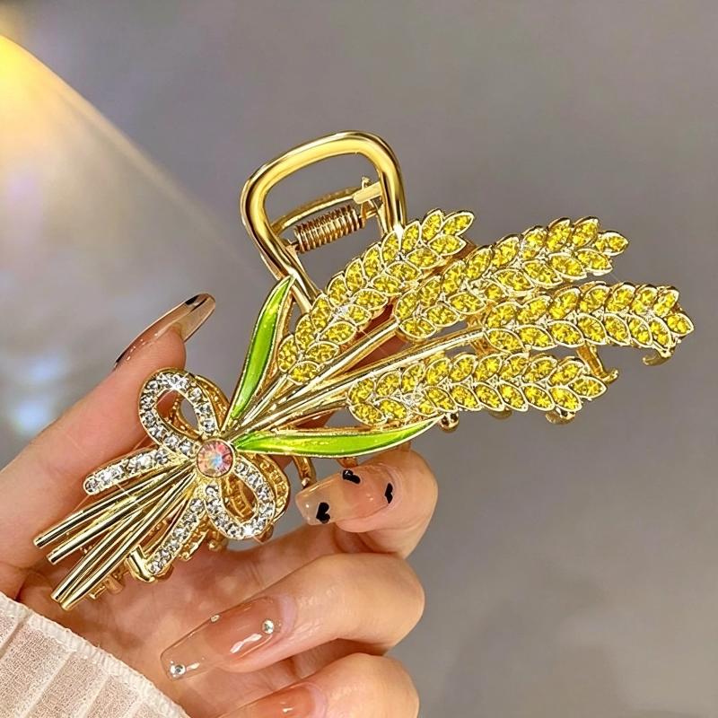 合金製小麦デザインヘアクロウクリップ、輝くラインストーン付き - Women Formal Wear Designers のレビューと価格