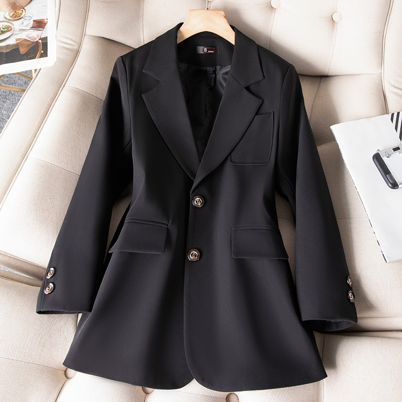女性用長袖シングルブレストジャケット,フォーマルコート,青, - Women Formal Wear Office のレビューと価格