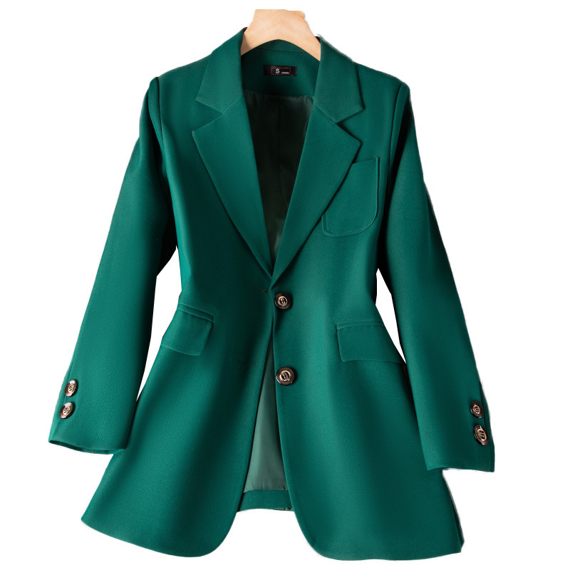 女性用長袖シングルブレストジャケット,フォーマルコート,青, - Women Formal Wear Office のレビューと価格